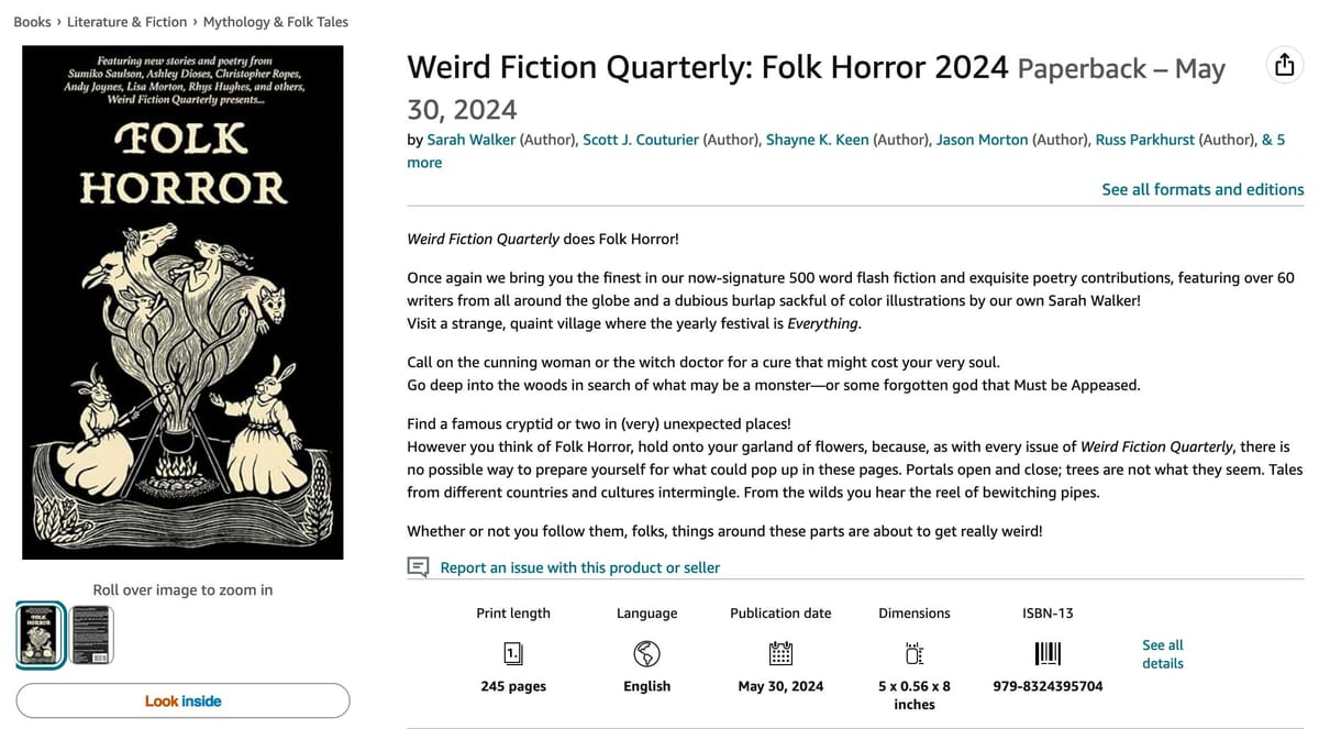 Weird Fiction Quarterly: Folk Horror 2024 is available