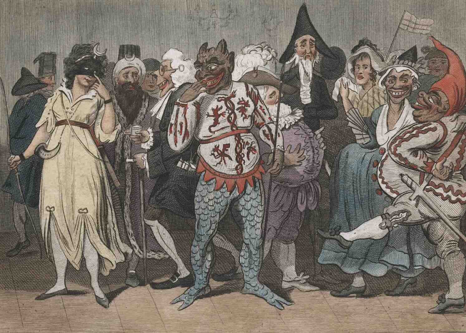 Image of "A Masquerade", published April 4th, 1795 by Laurie & Whittle, 53 Fleet Street, London